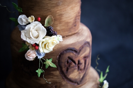 Debbie Gillespie rustic wedding cake with flowers